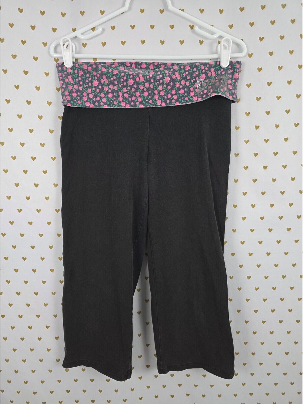 Victorias Secret PINK Floral Rose Foldover Capri Yoga Pants Large